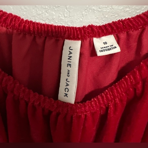 Janie and Jack red Velvet Puff Sleeve Dress Sz 10 - Picture 4 of 5